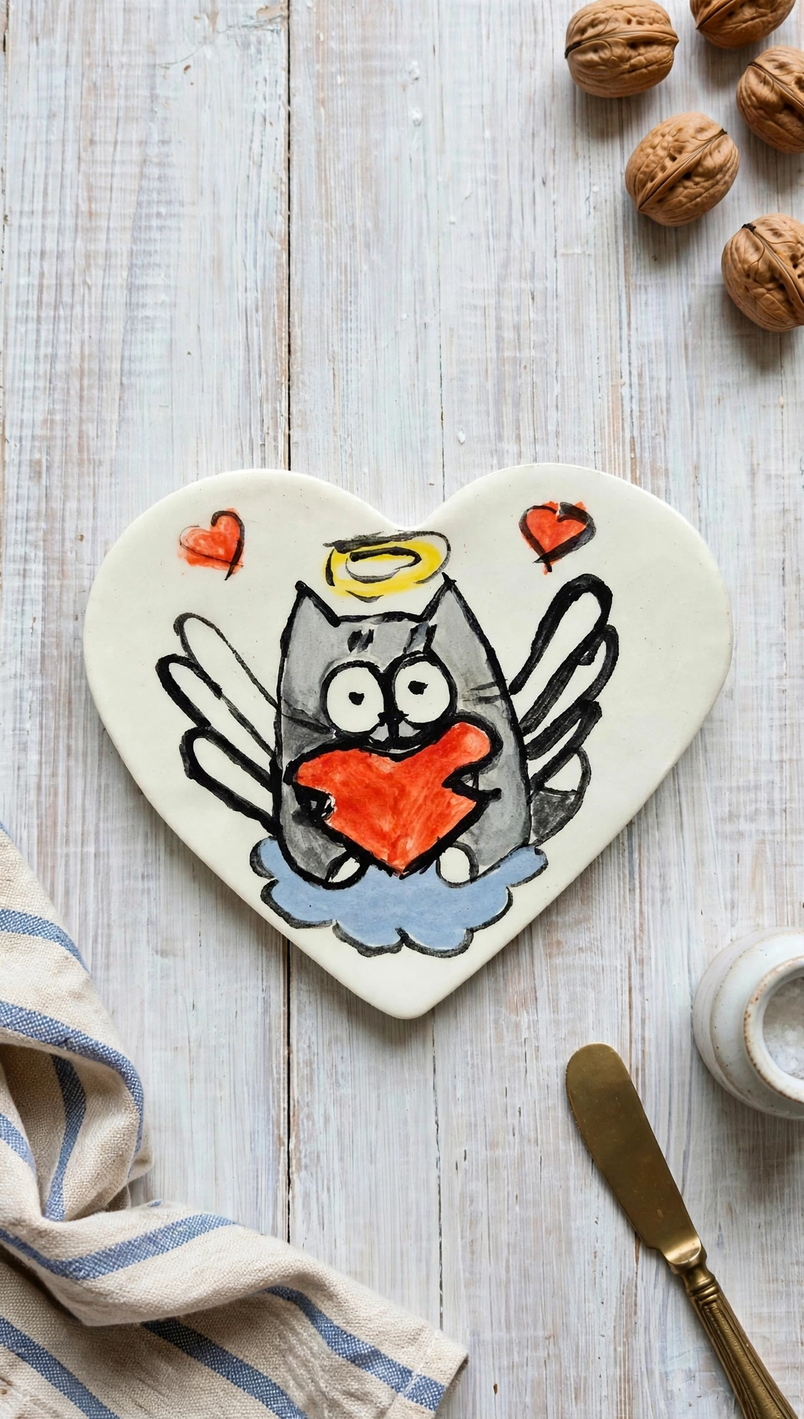 Angel, a cica kerámia hűtőmágnes